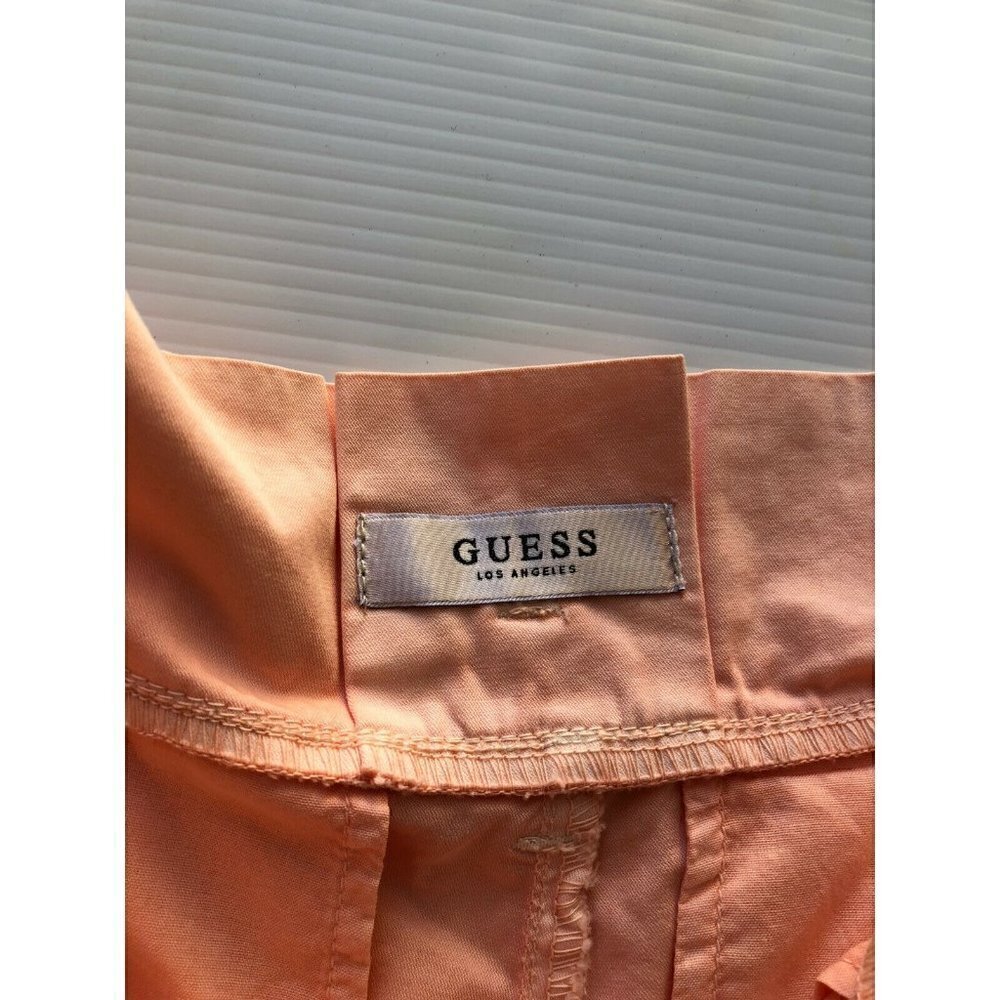 GUESS Women's Orange Sierra Cotton Paper Bag Shorts Peach Size 6 - Picture 11 of 11